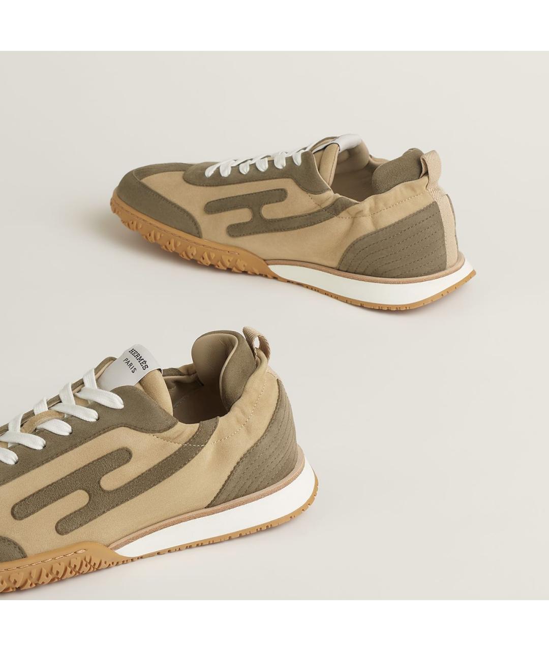 HERMES Хаки замшевые низкие кроссовки / кеды, фото 5