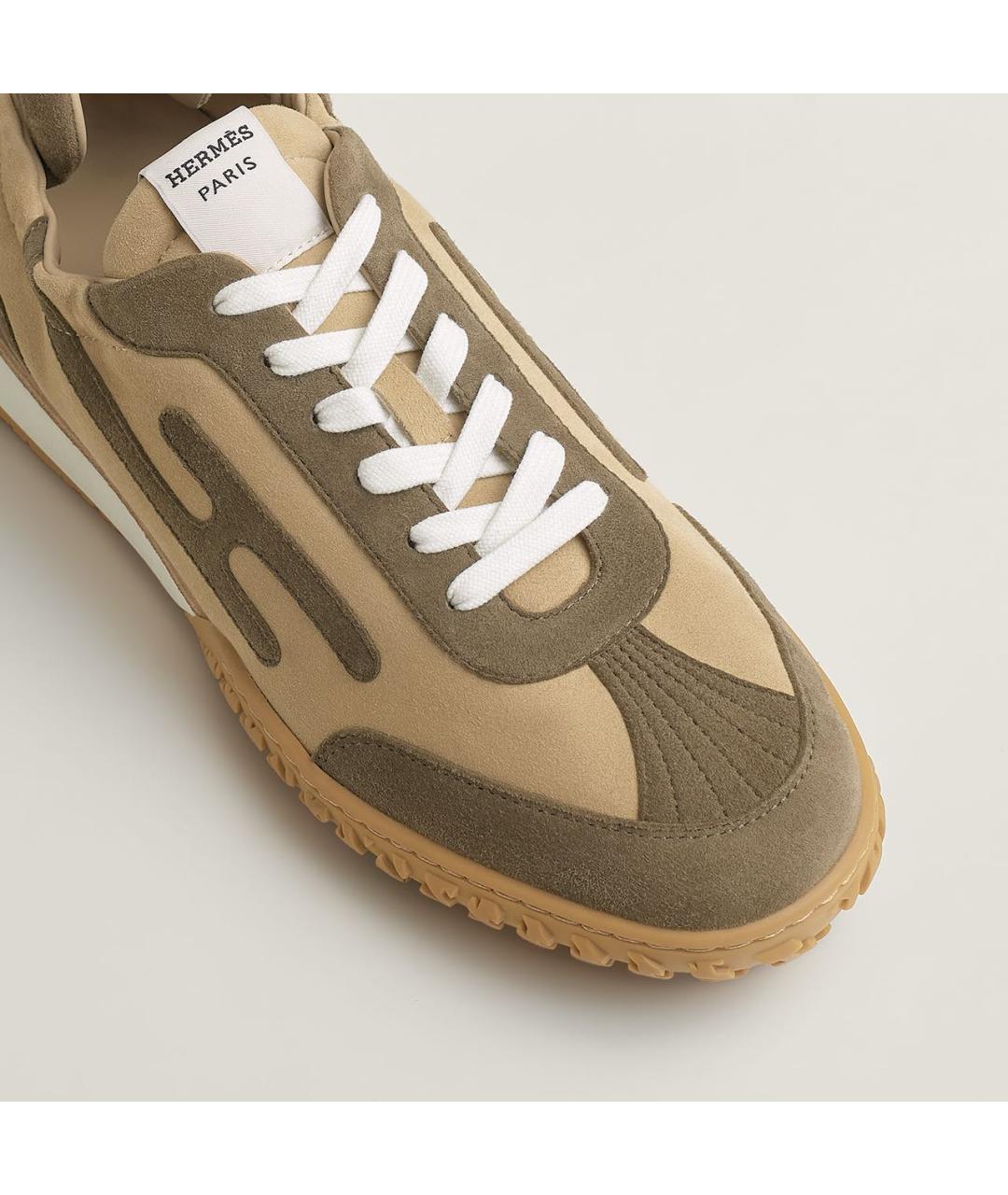 HERMES Хаки замшевые низкие кроссовки / кеды, фото 6