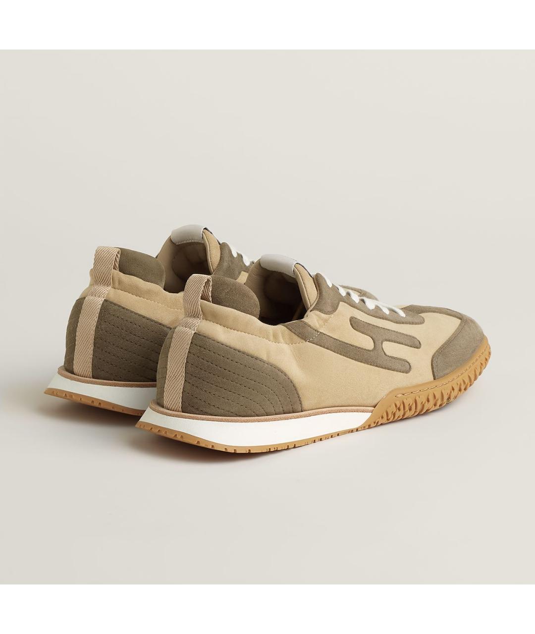 HERMES Хаки замшевые низкие кроссовки / кеды, фото 4