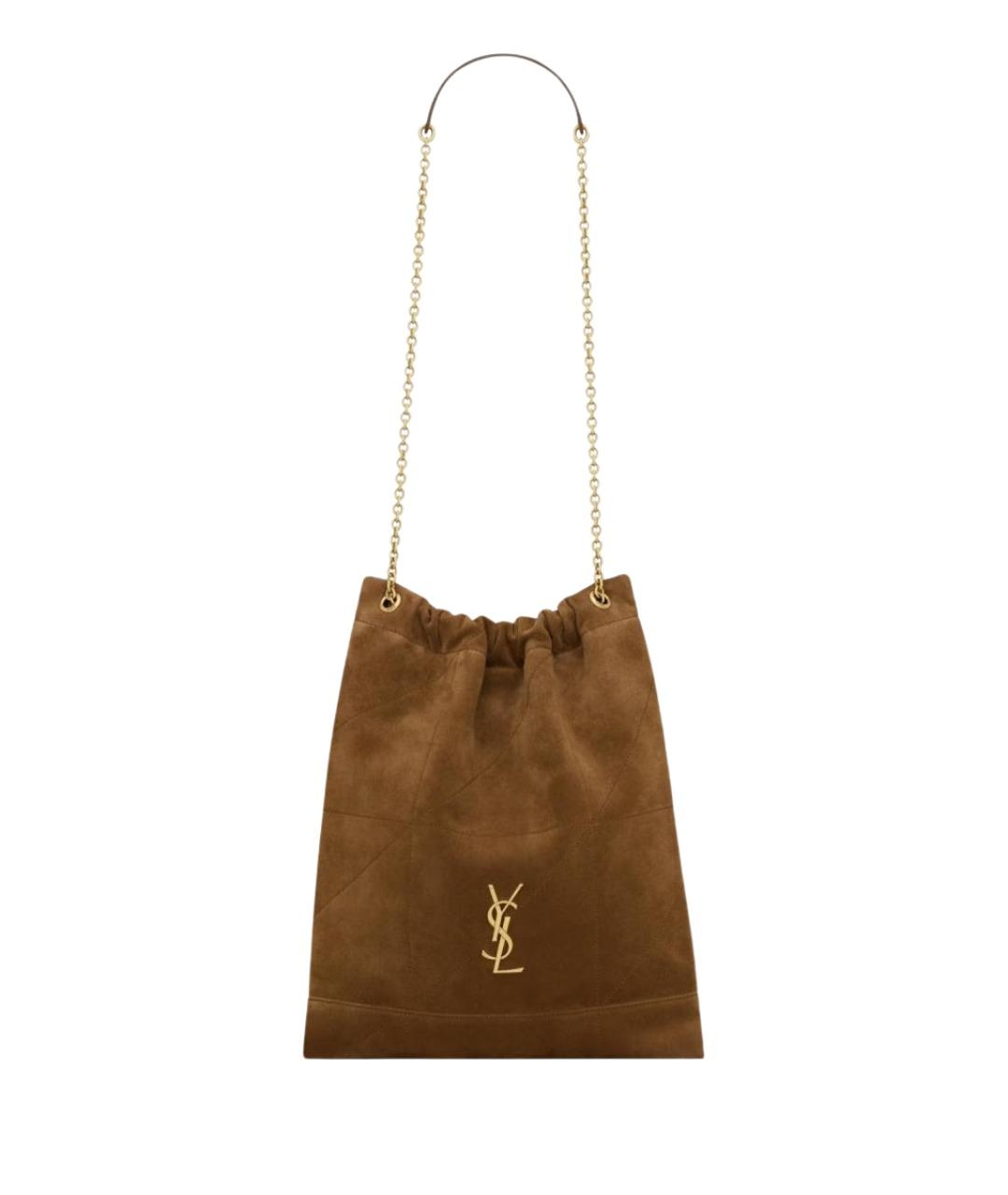 SAINT LAURENT Коричневая замшевая сумка тоут, фото 1