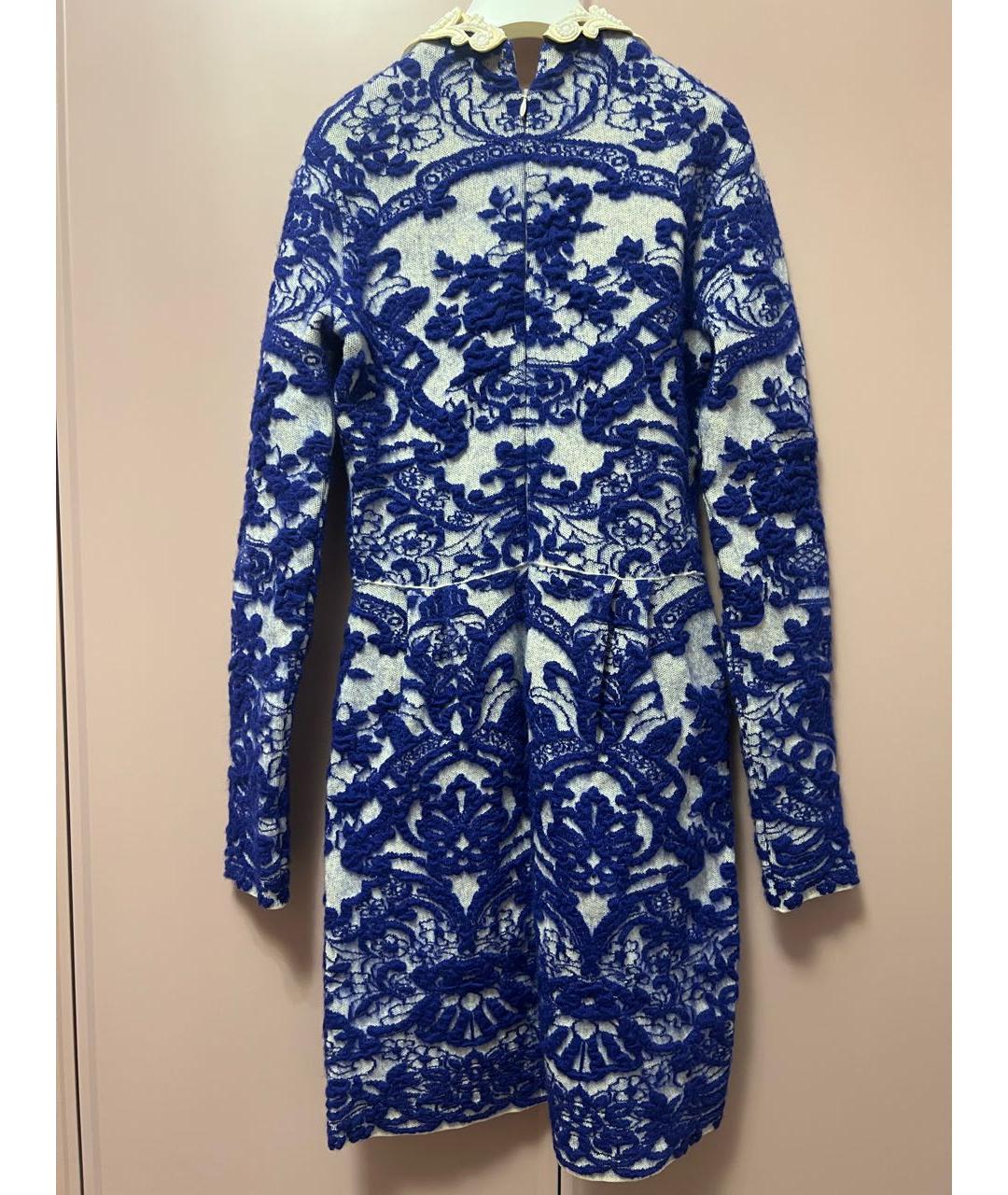 VALENTINO Синее шерстяное повседневное платье, фото 2