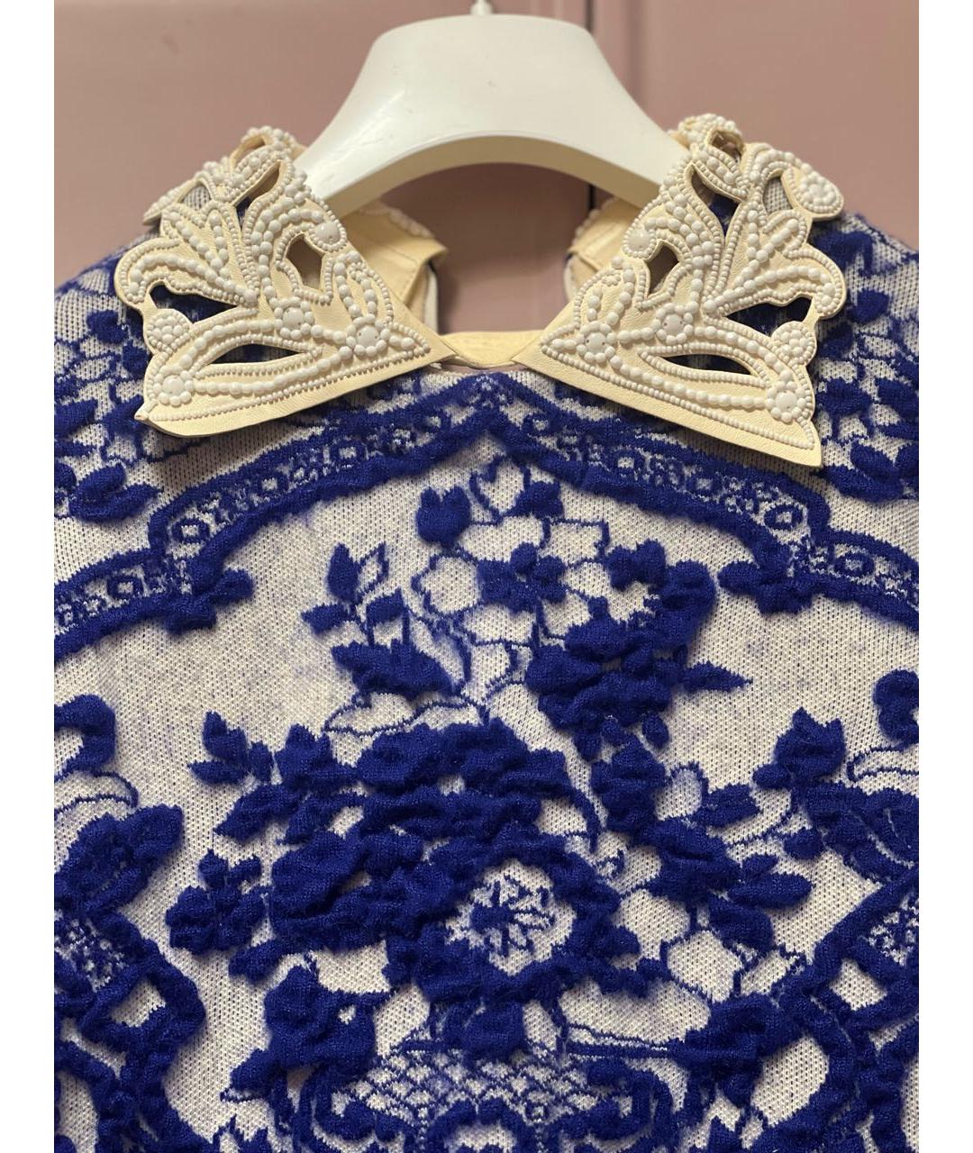 VALENTINO Синее шерстяное повседневное платье, фото 3