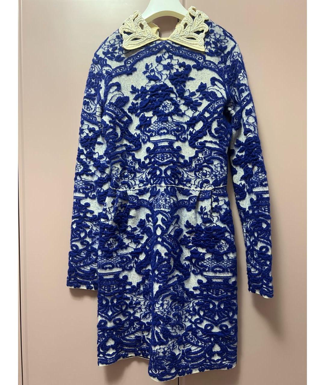 VALENTINO Синее шерстяное повседневное платье, фото 5