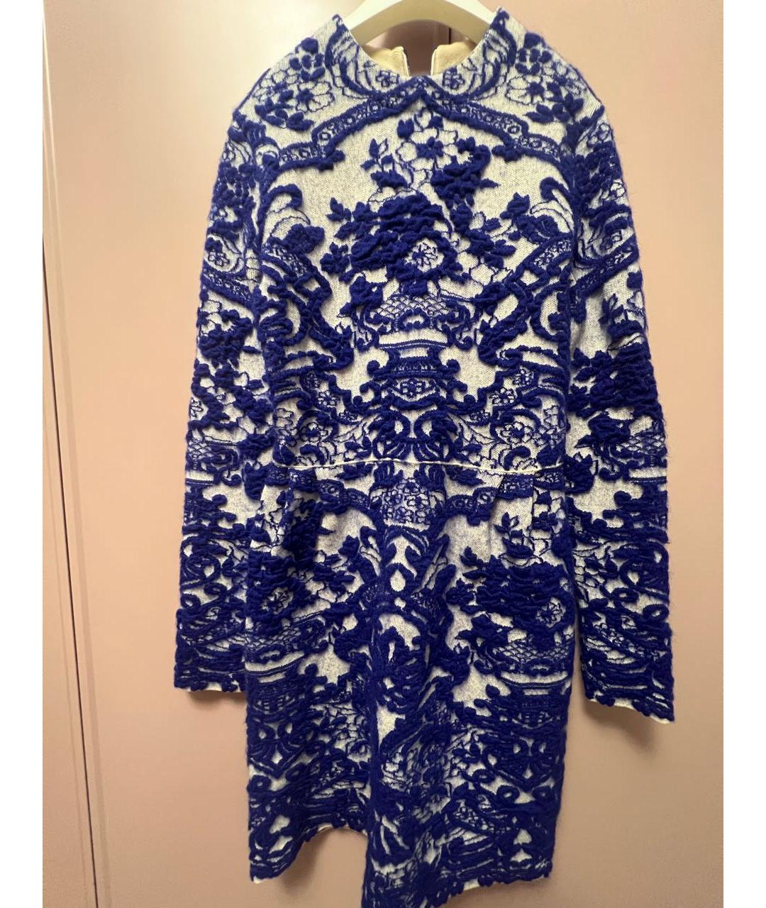 VALENTINO Синее шерстяное повседневное платье, фото 4