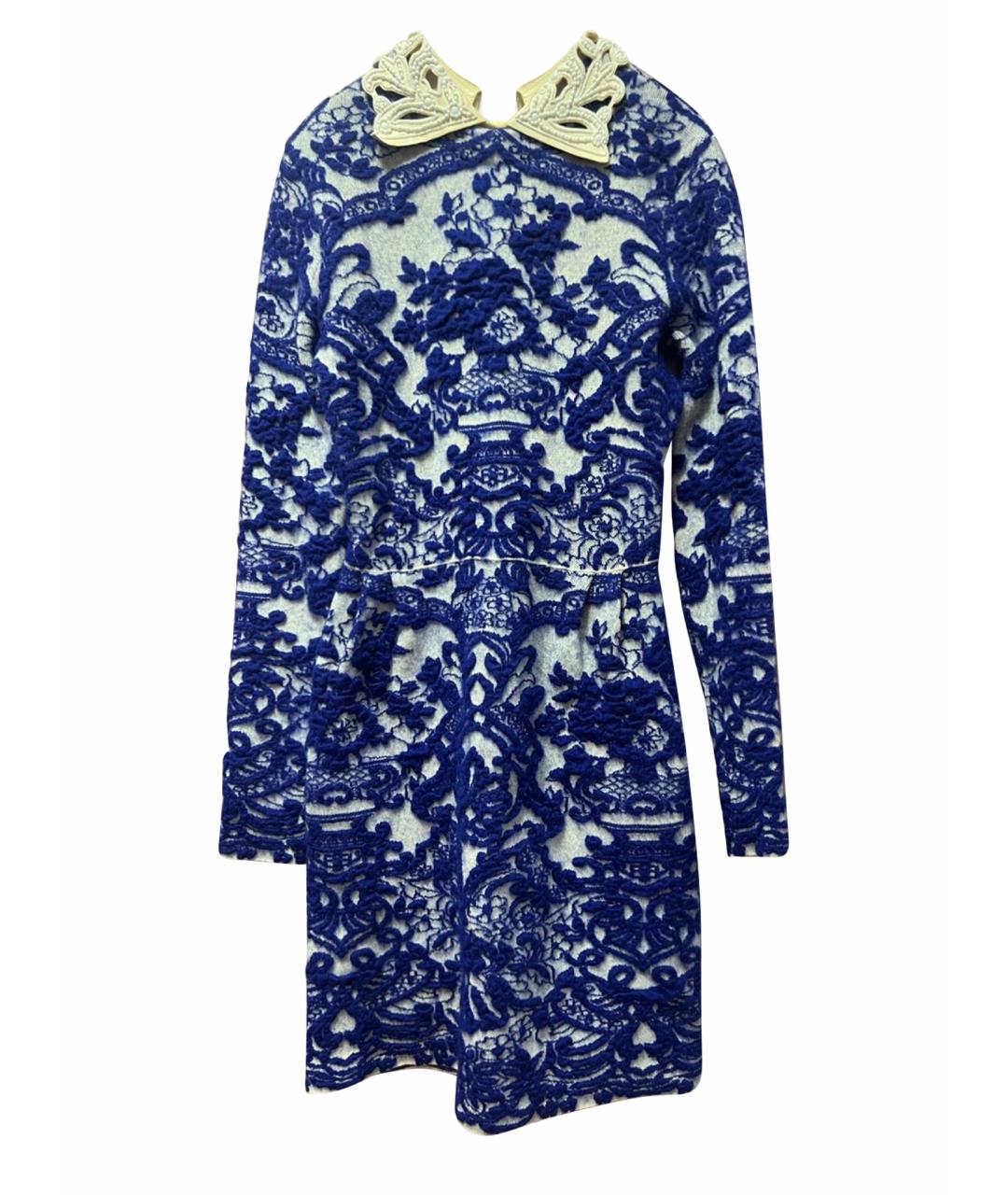 VALENTINO Синее шерстяное повседневное платье, фото 1