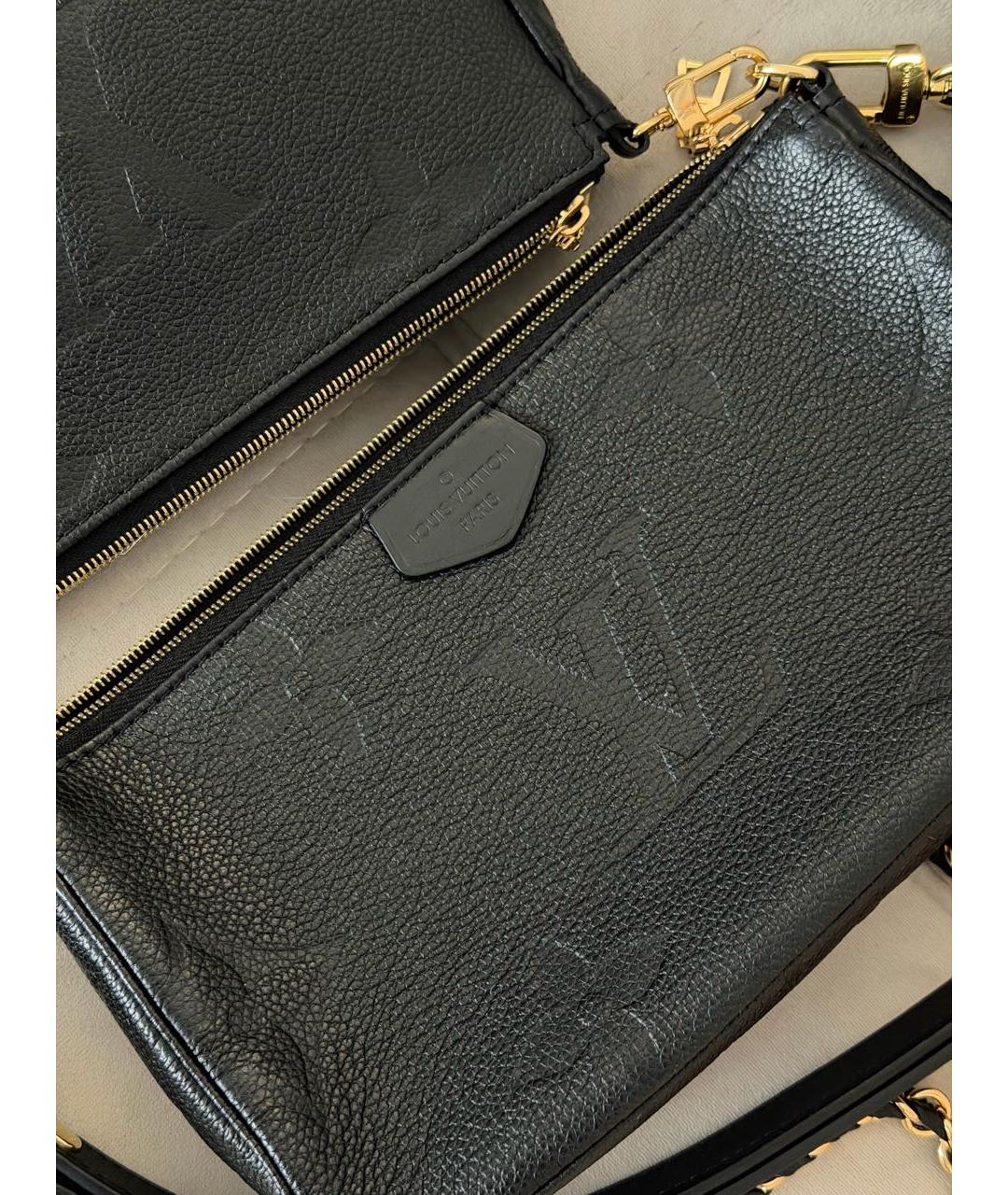 LOUIS VUITTON Черная кожаная сумка через плечо, фото 7