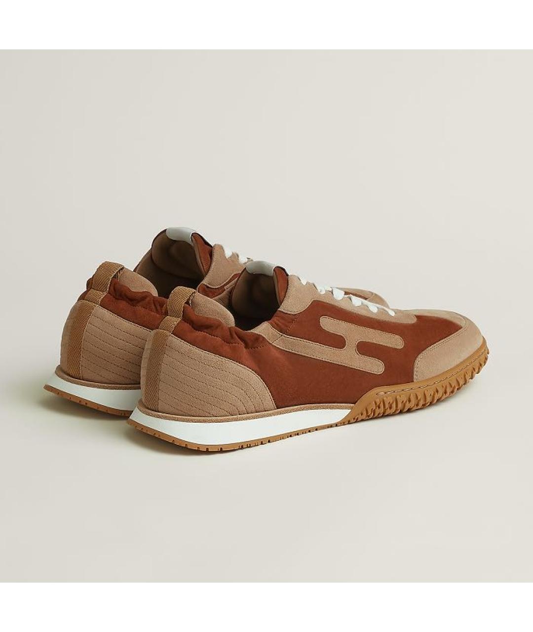 HERMES Коричневые замшевые низкие кроссовки / кеды, фото 3