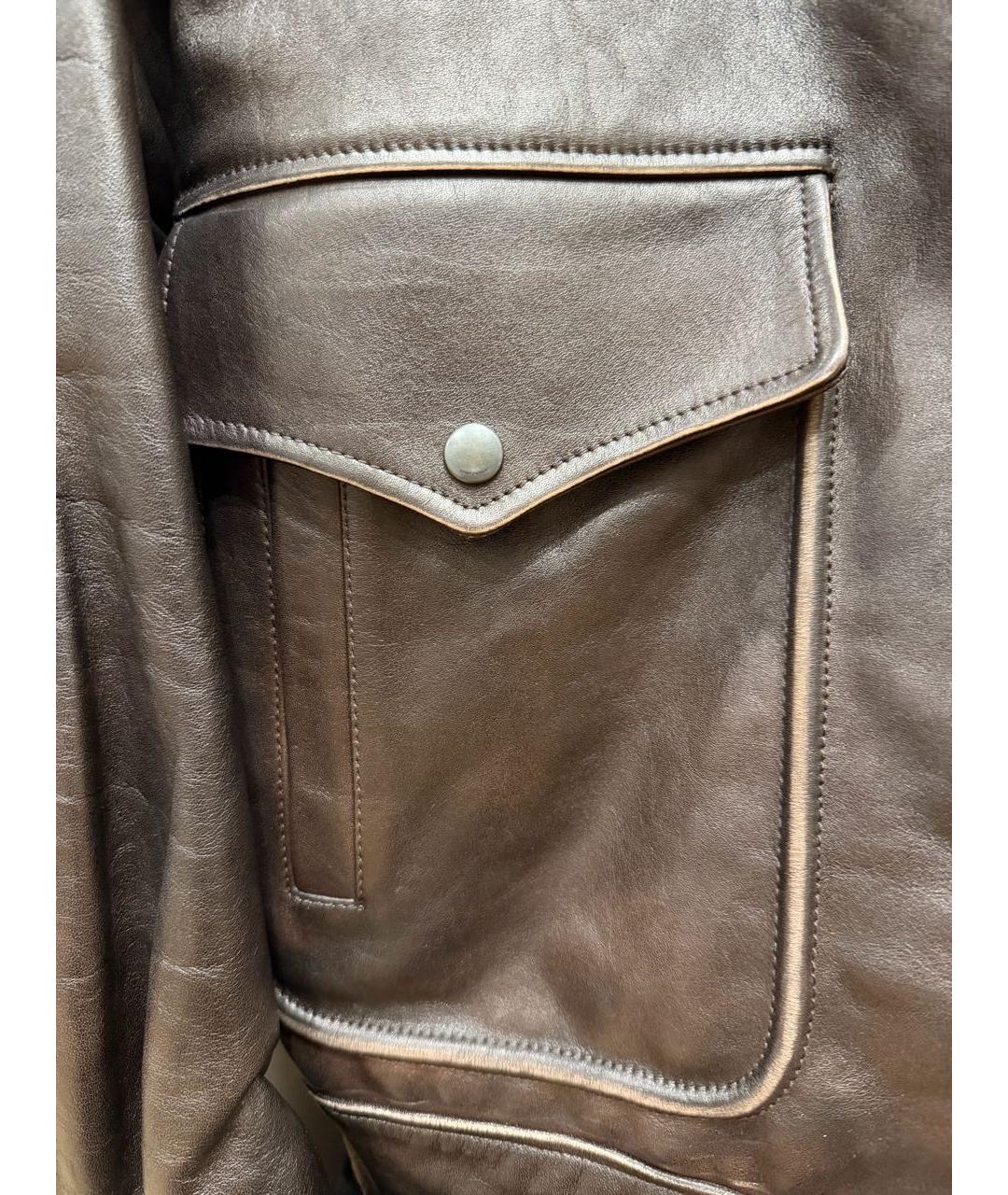 SAINT LAURENT Коричневая кожаная куртка, фото 4