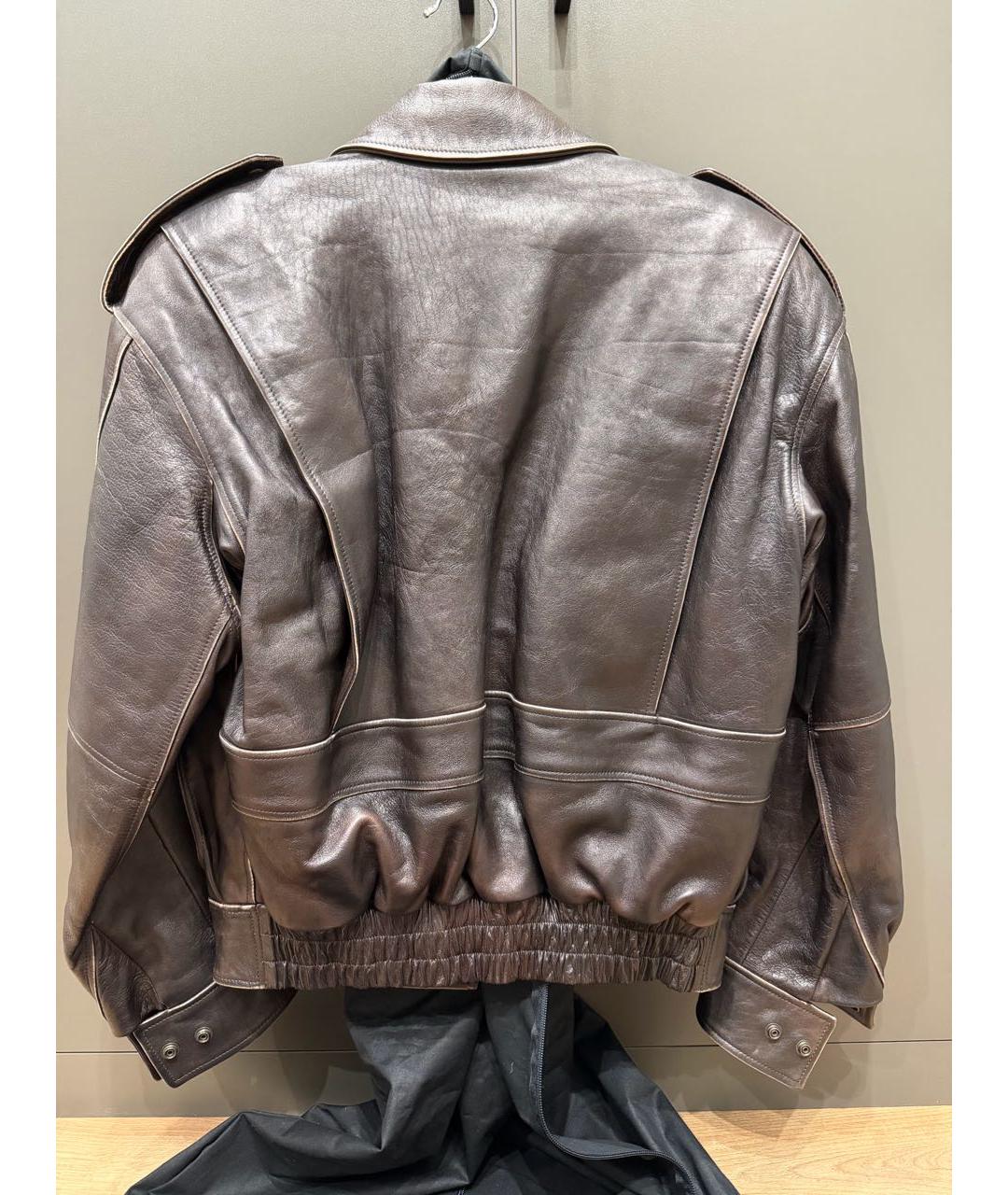 SAINT LAURENT Коричневая кожаная куртка, фото 2