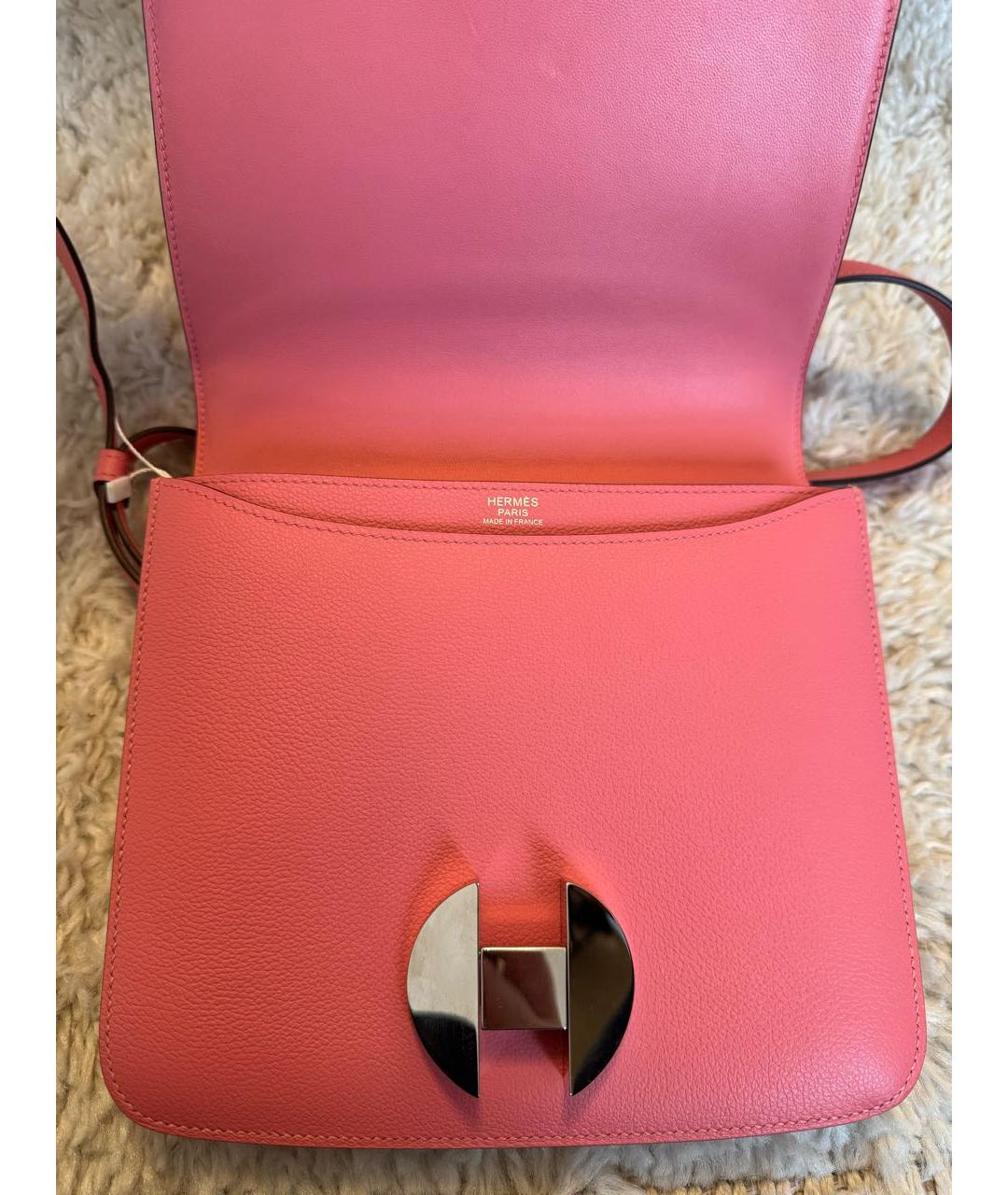 HERMES Коралловая кожаная сумка через плечо, фото 3