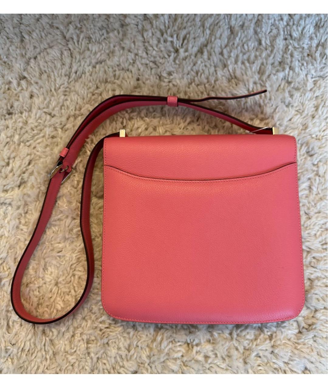 HERMES Коралловая кожаная сумка через плечо, фото 2