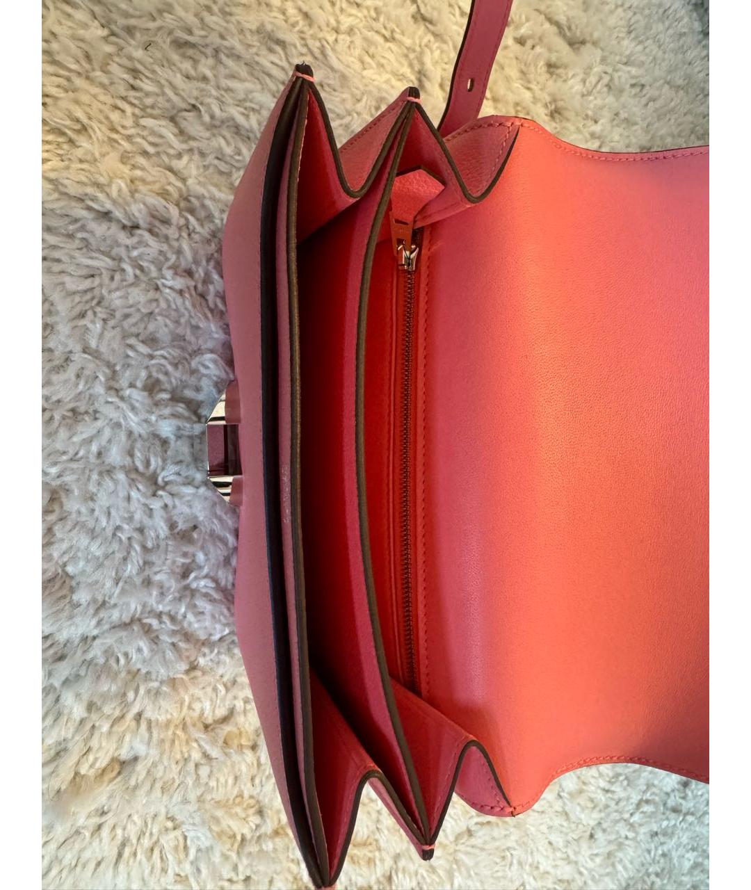 HERMES Коралловая кожаная сумка через плечо, фото 4