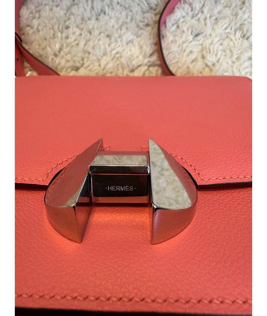 HERMES Коралловая кожаная сумка через плечо, фото 5