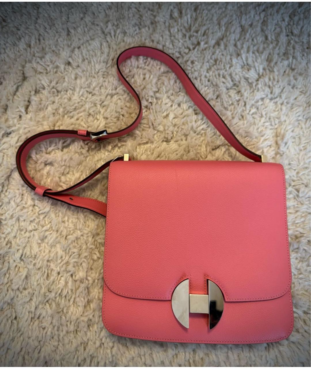 HERMES Коралловая кожаная сумка через плечо, фото 6