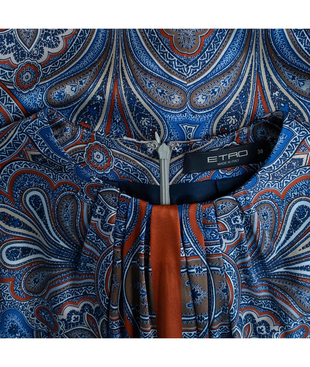 ETRO Синее шелковое повседневное платье, фото 3