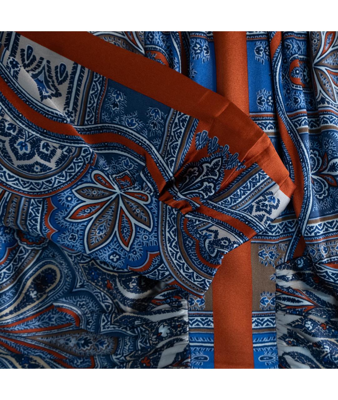 ETRO Синее шелковое повседневное платье, фото 5