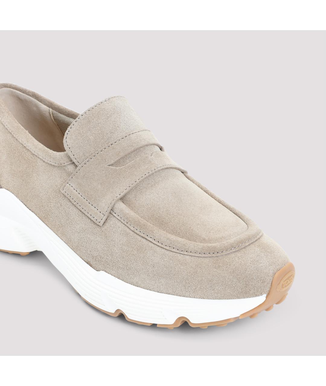TOD'S Бежевые замшевые кроссовки, фото 3