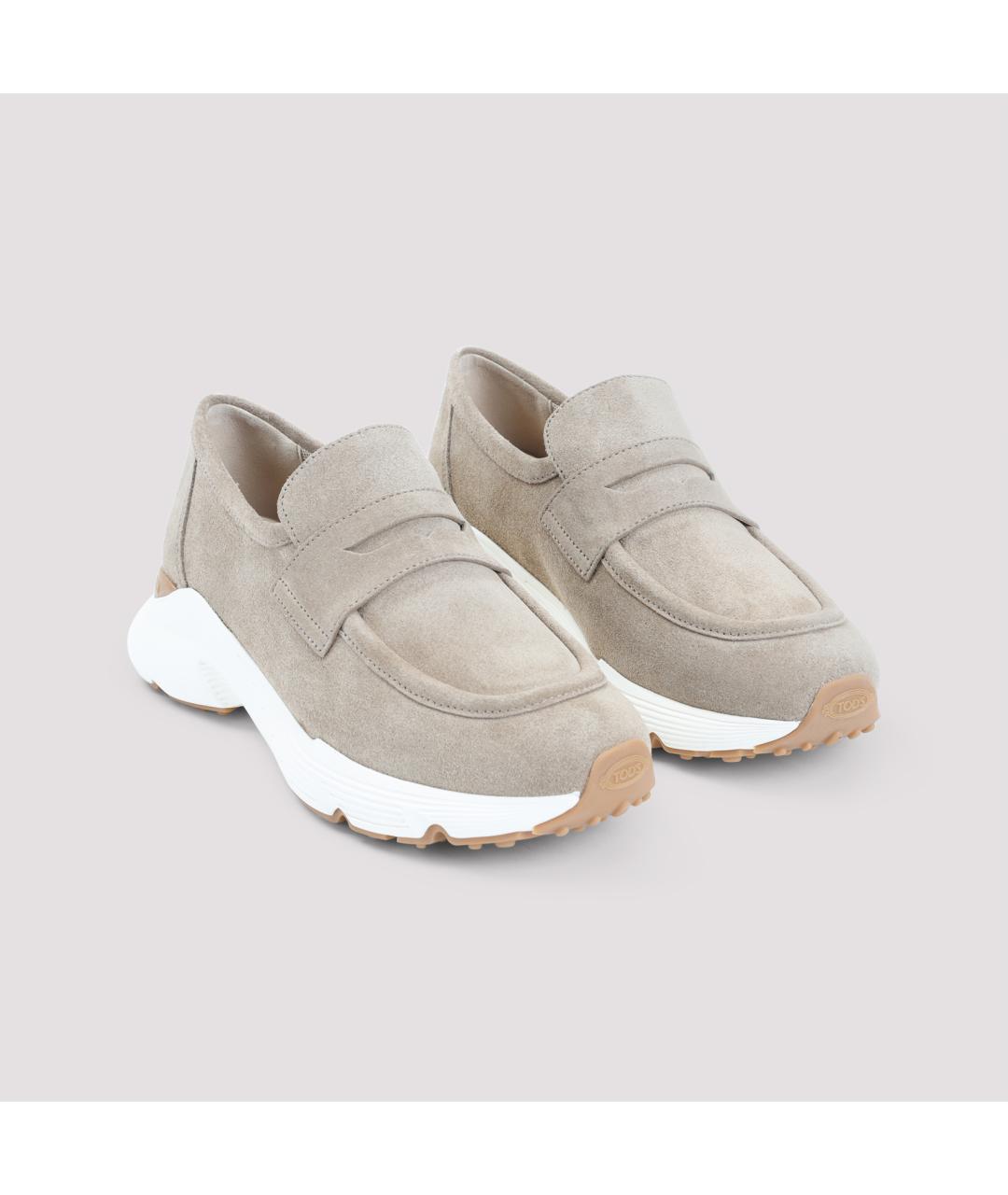 TOD'S Бежевые замшевые кроссовки, фото 2