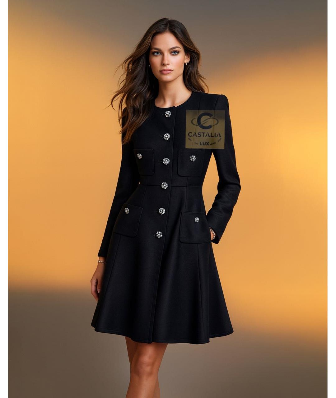 CHANEL Черное шерстяное пальто, фото 4