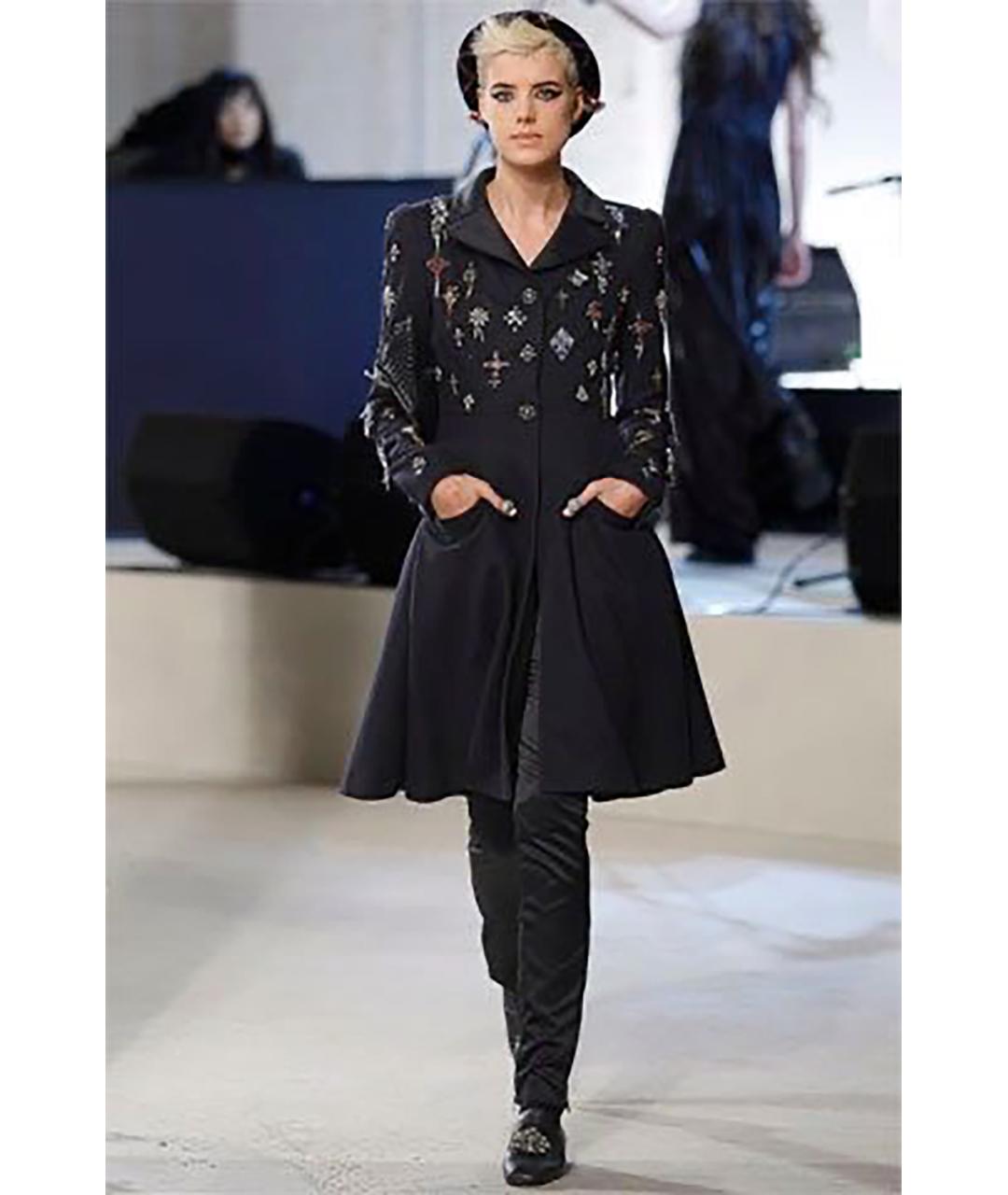 CHANEL Черное шерстяное пальто, фото 2