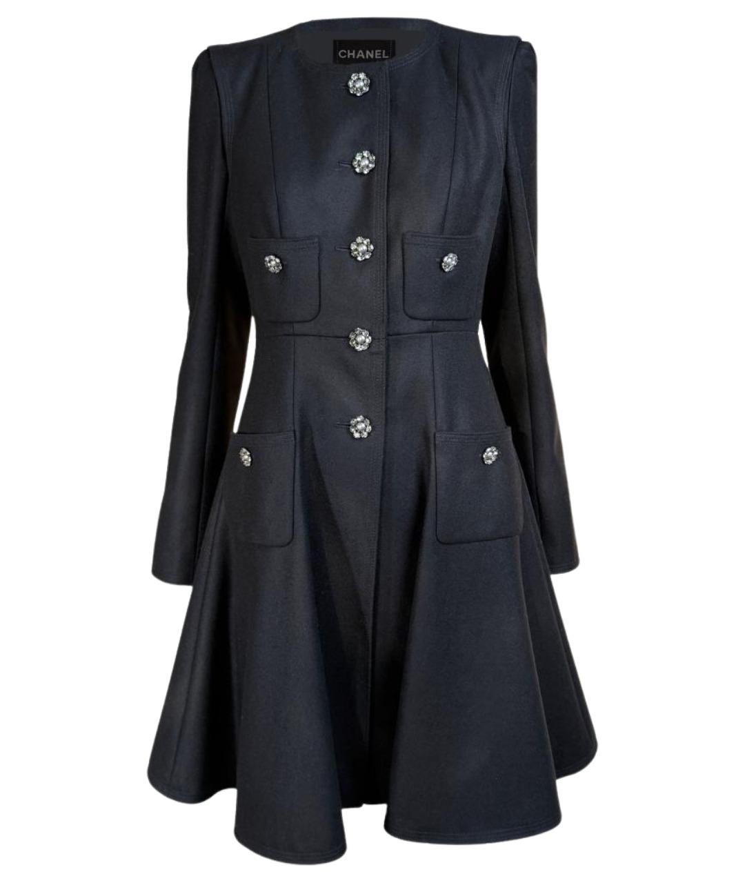 CHANEL Черное шерстяное пальто, фото 1