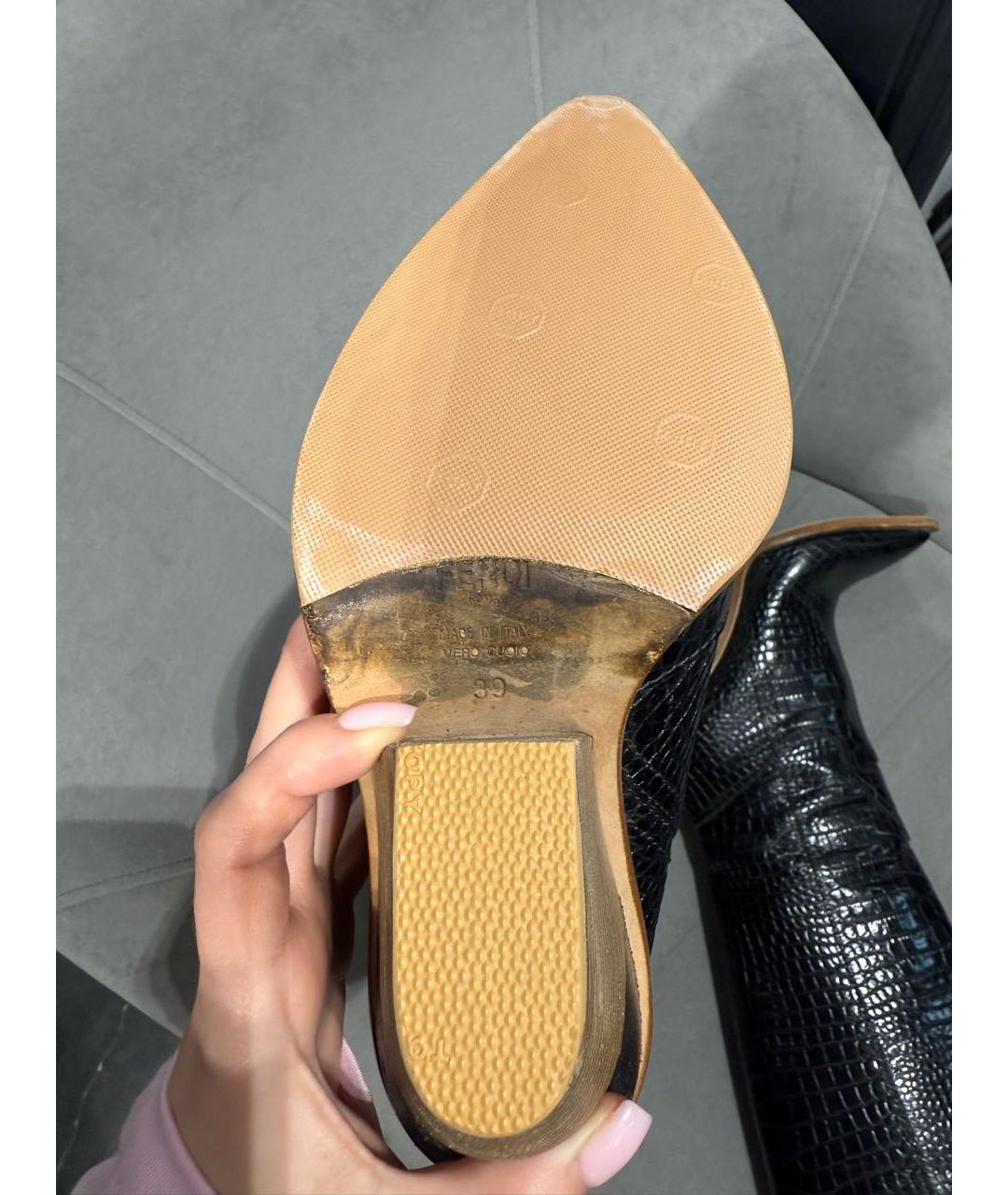 FENDI Черные сапоги из экзотической кожи, фото 6