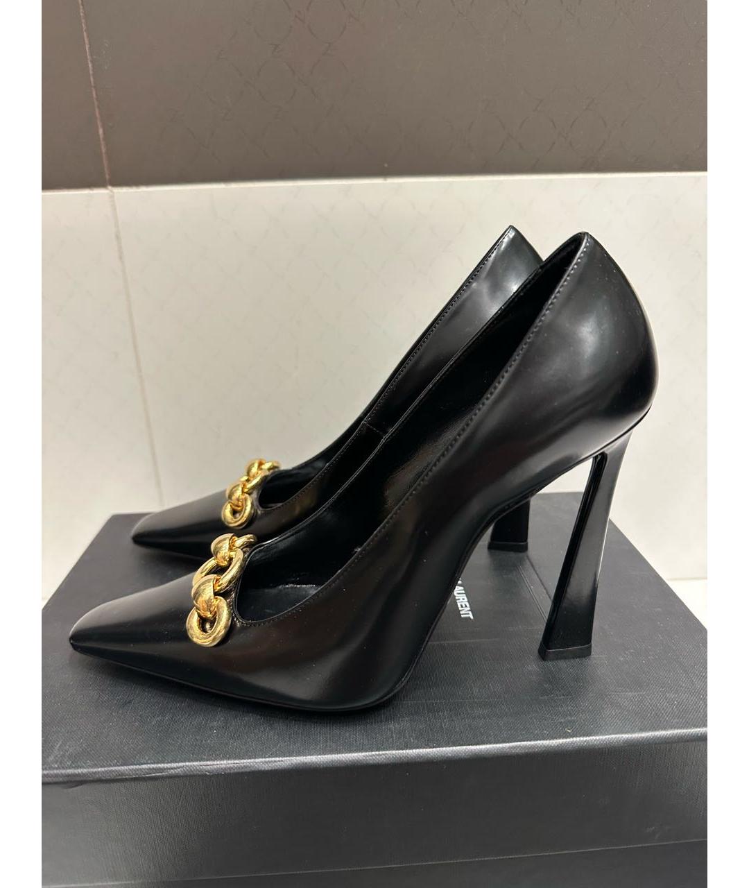 SAINT LAURENT Черные кожаные туфли, фото 3