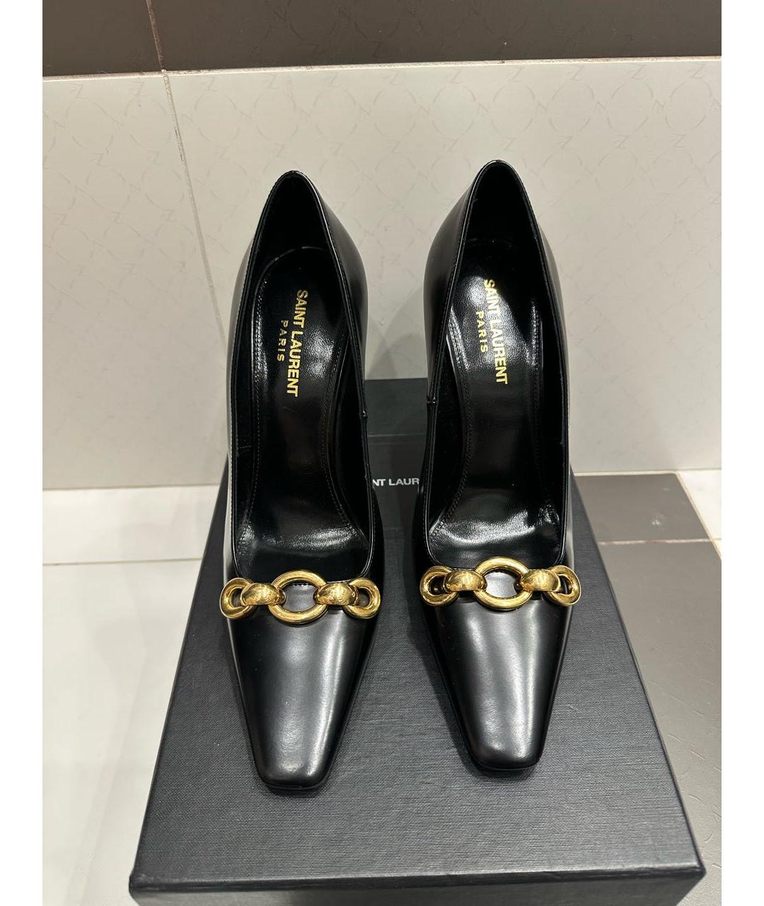 SAINT LAURENT Черные кожаные туфли, фото 2