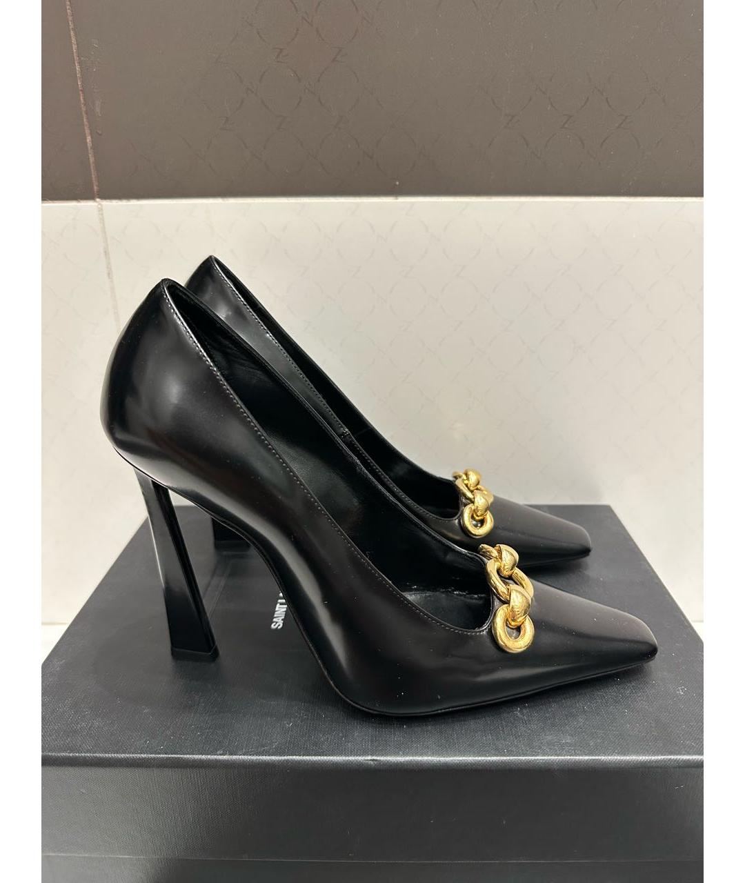 SAINT LAURENT Черные кожаные туфли, фото 6