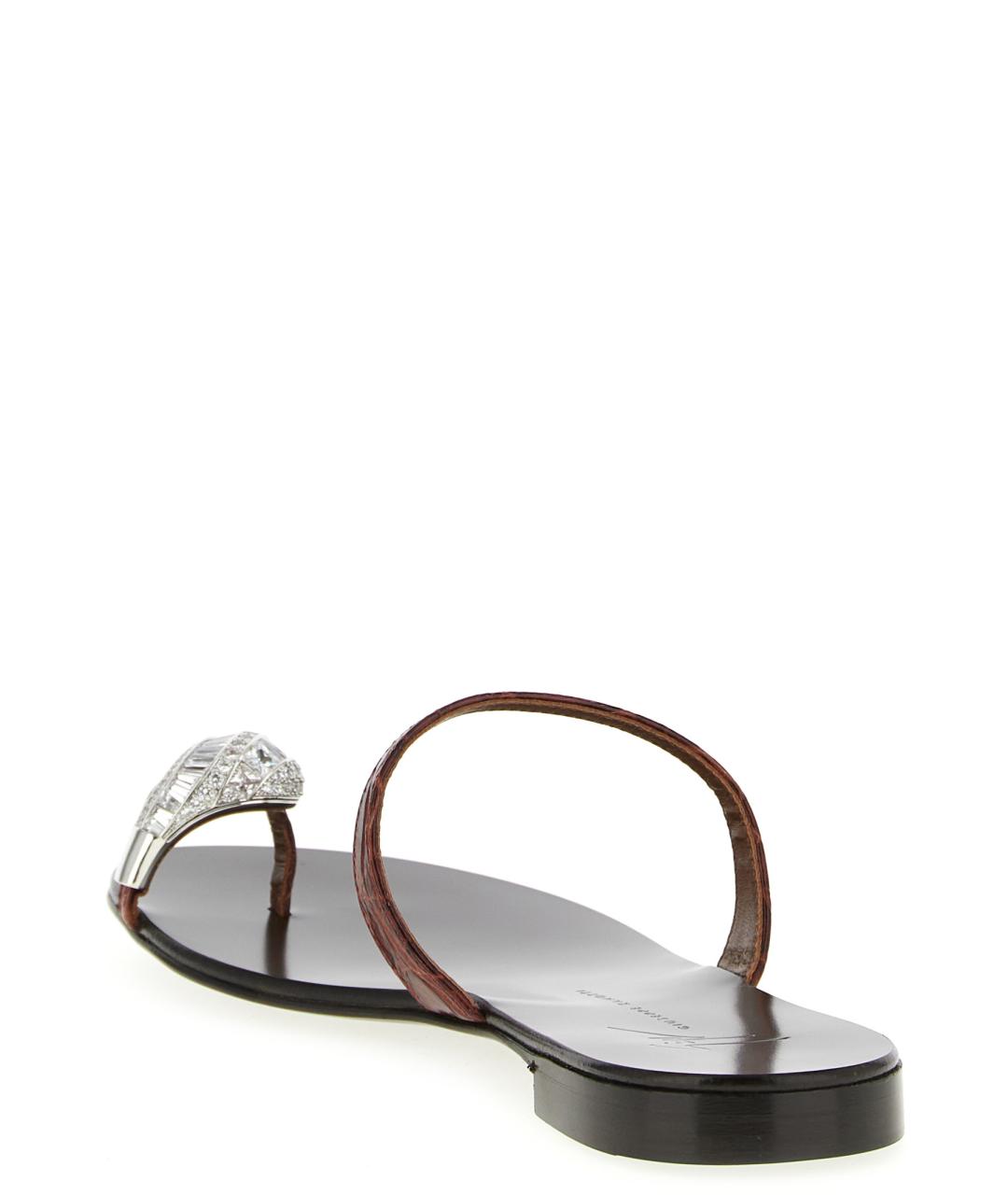 GIUSEPPE ZANOTTI DESIGN Коричневые кожаные шлепанцы, фото 3