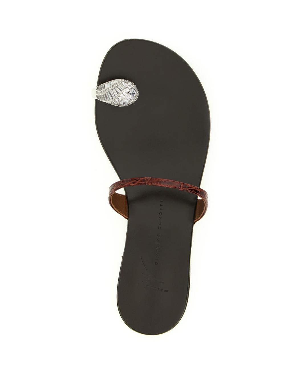GIUSEPPE ZANOTTI DESIGN Коричневые кожаные шлепанцы, фото 4