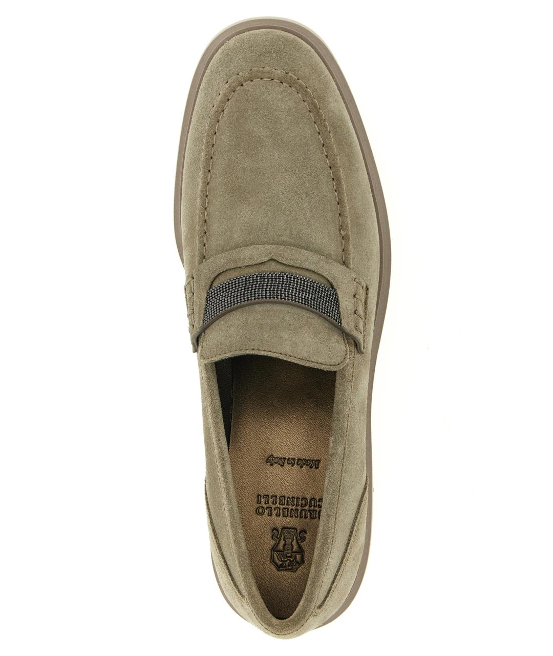 BRUNELLO CUCINELLI Бежевые замшевые лоферы, фото 4