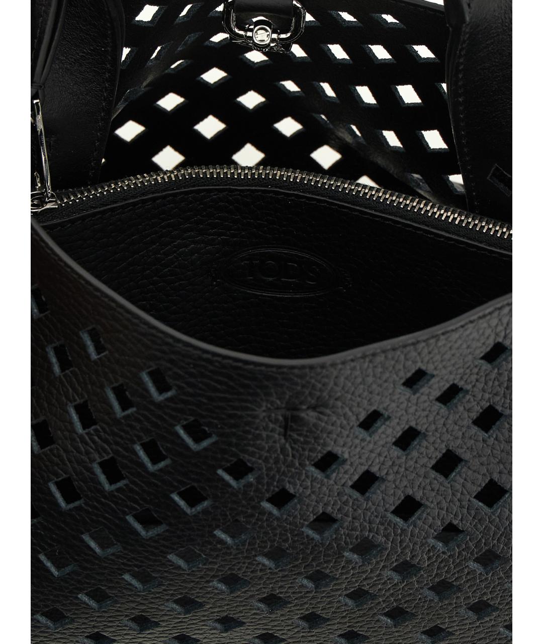 TOD'S Черная кожаная сумка тоут, фото 4