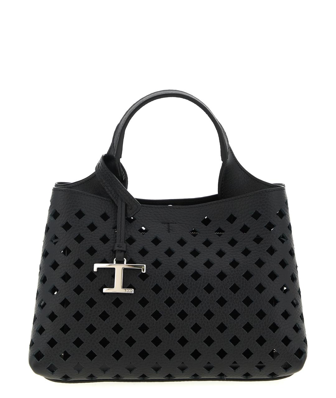 TOD'S Черная кожаная сумка тоут, фото 1