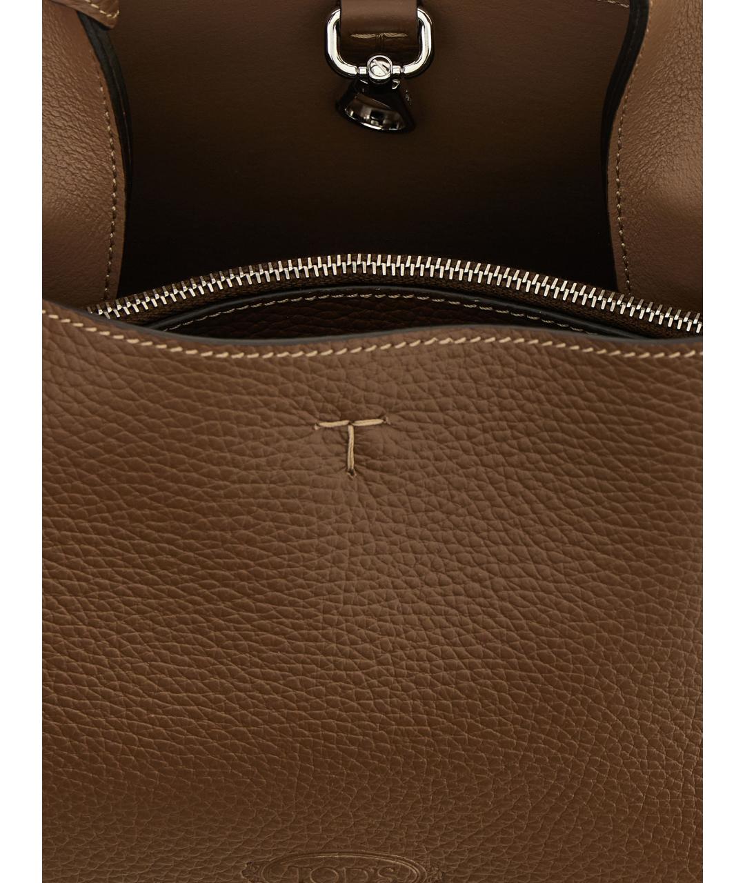 TOD'S Коричневая кожаная сумка тоут, фото 4