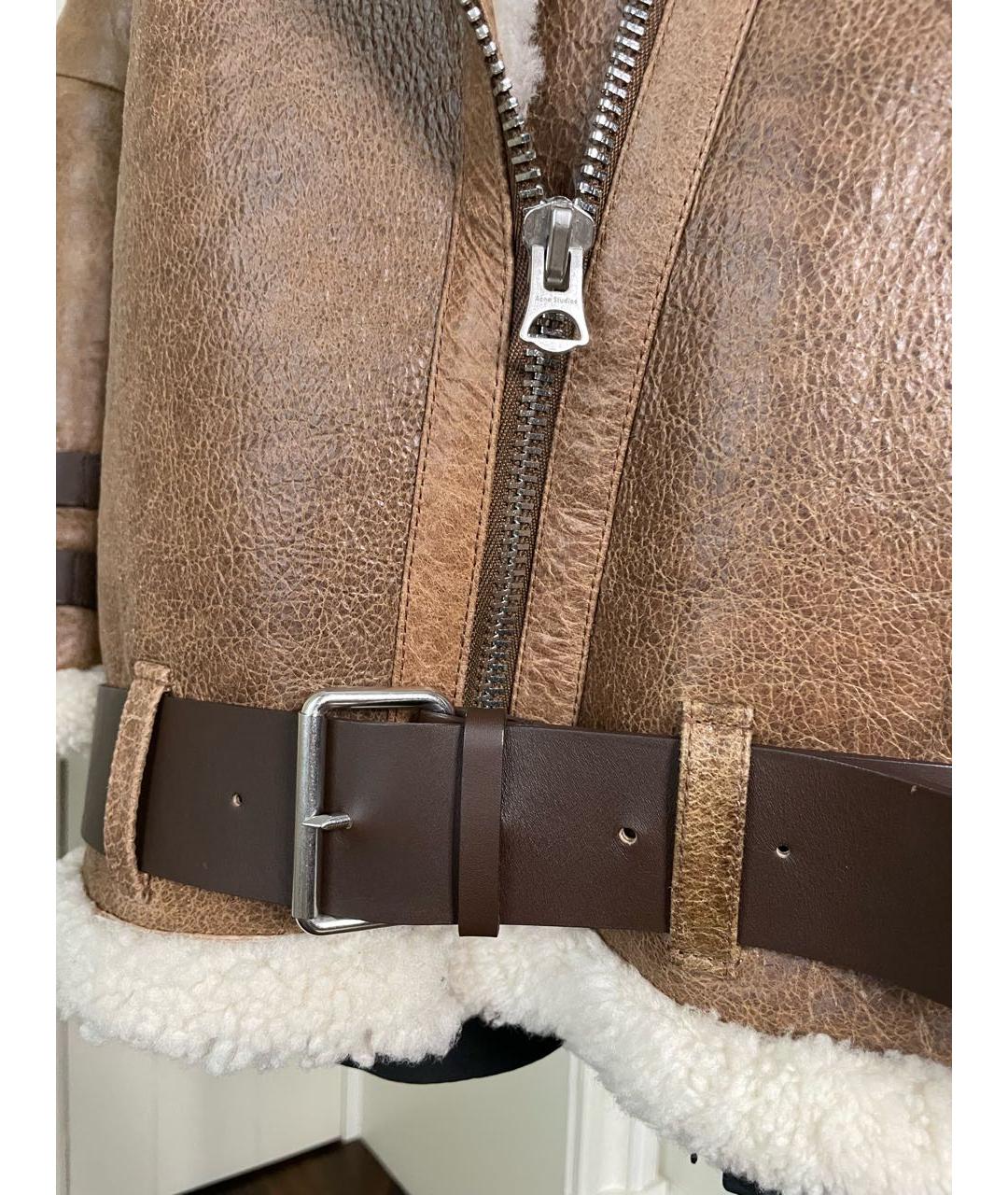 ACNE STUDIOS Бежевая кожаная дубленка, фото 6