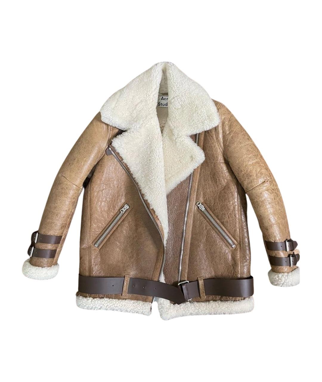 ACNE STUDIOS Бежевая кожаная дубленка, фото 1