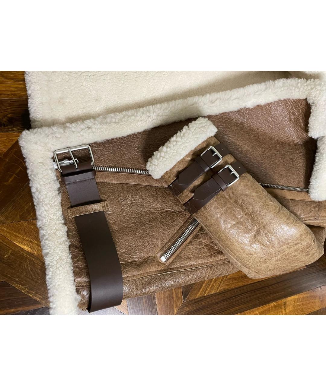 ACNE STUDIOS Бежевая кожаная дубленка, фото 8