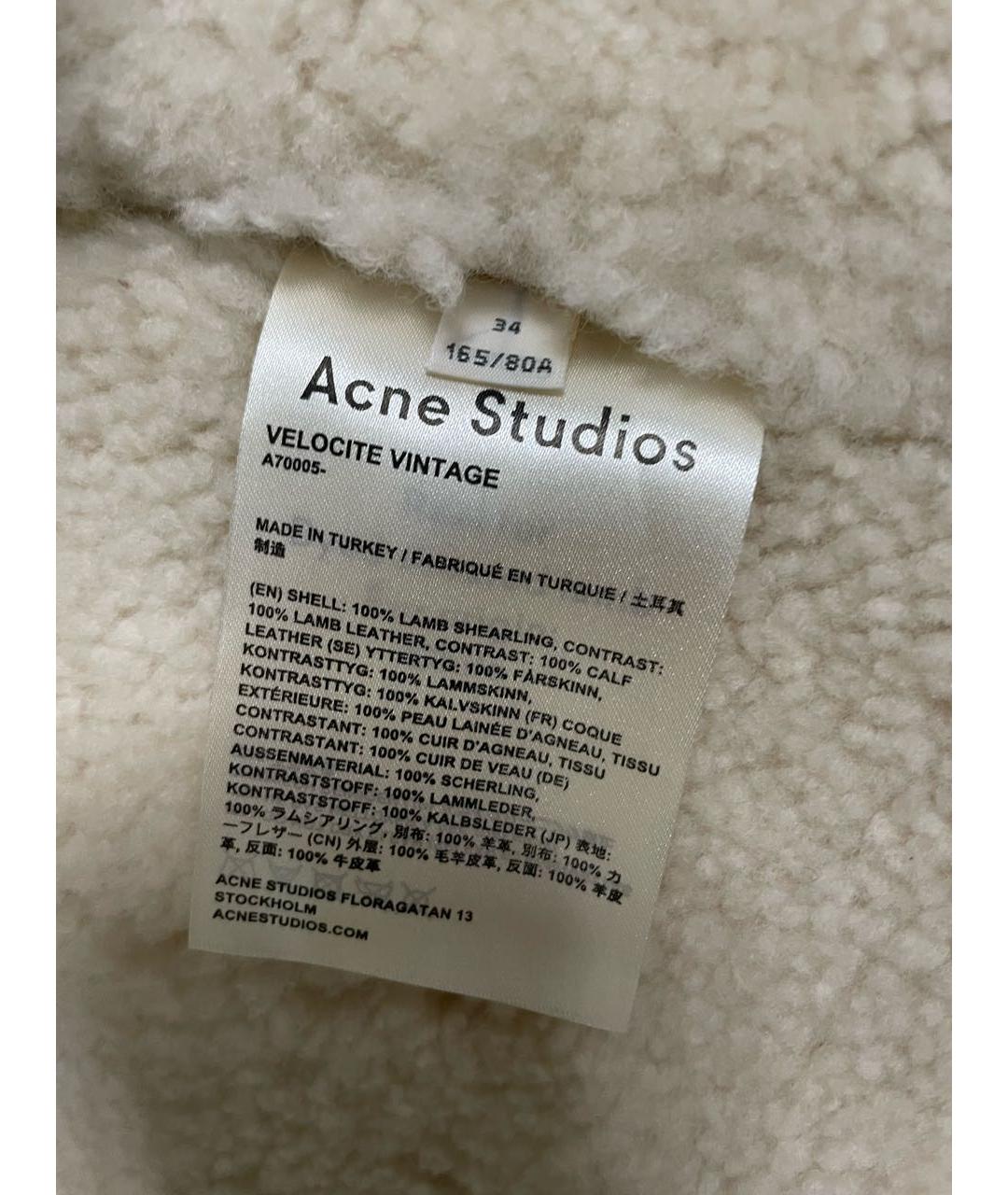 ACNE STUDIOS Бежевая кожаная дубленка, фото 4