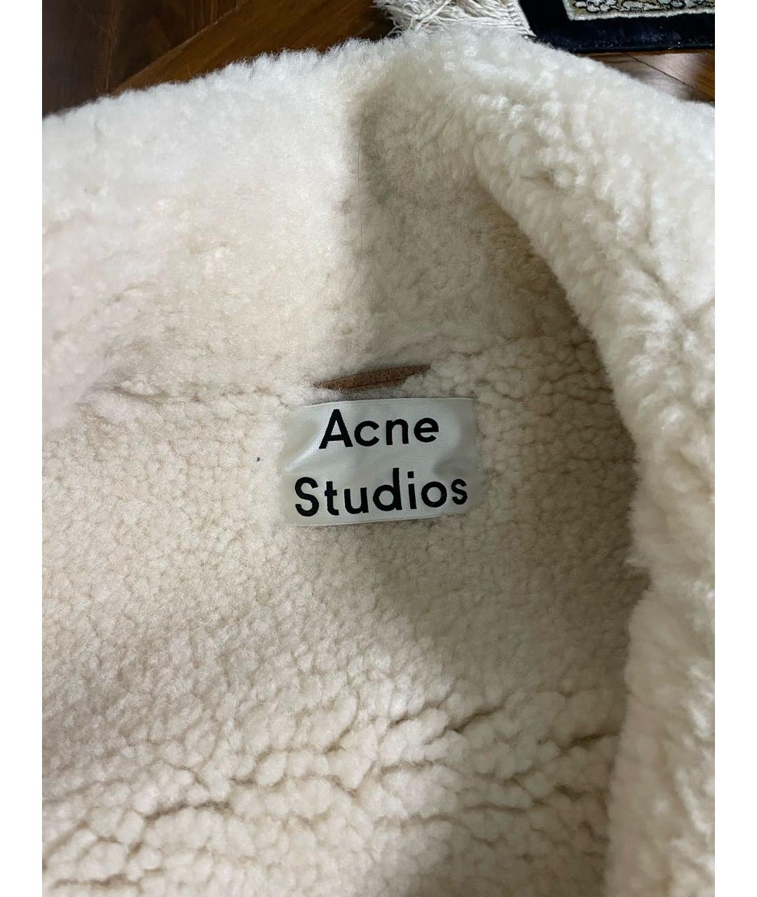 ACNE STUDIOS Бежевая кожаная дубленка, фото 3