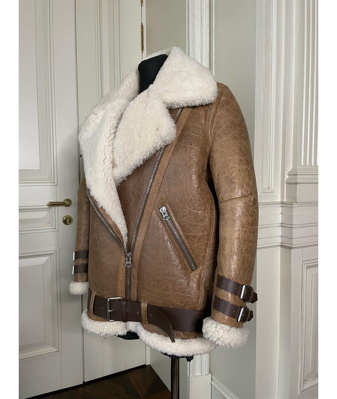 ACNE STUDIOS Бежевая кожаная дубленка, фото 2