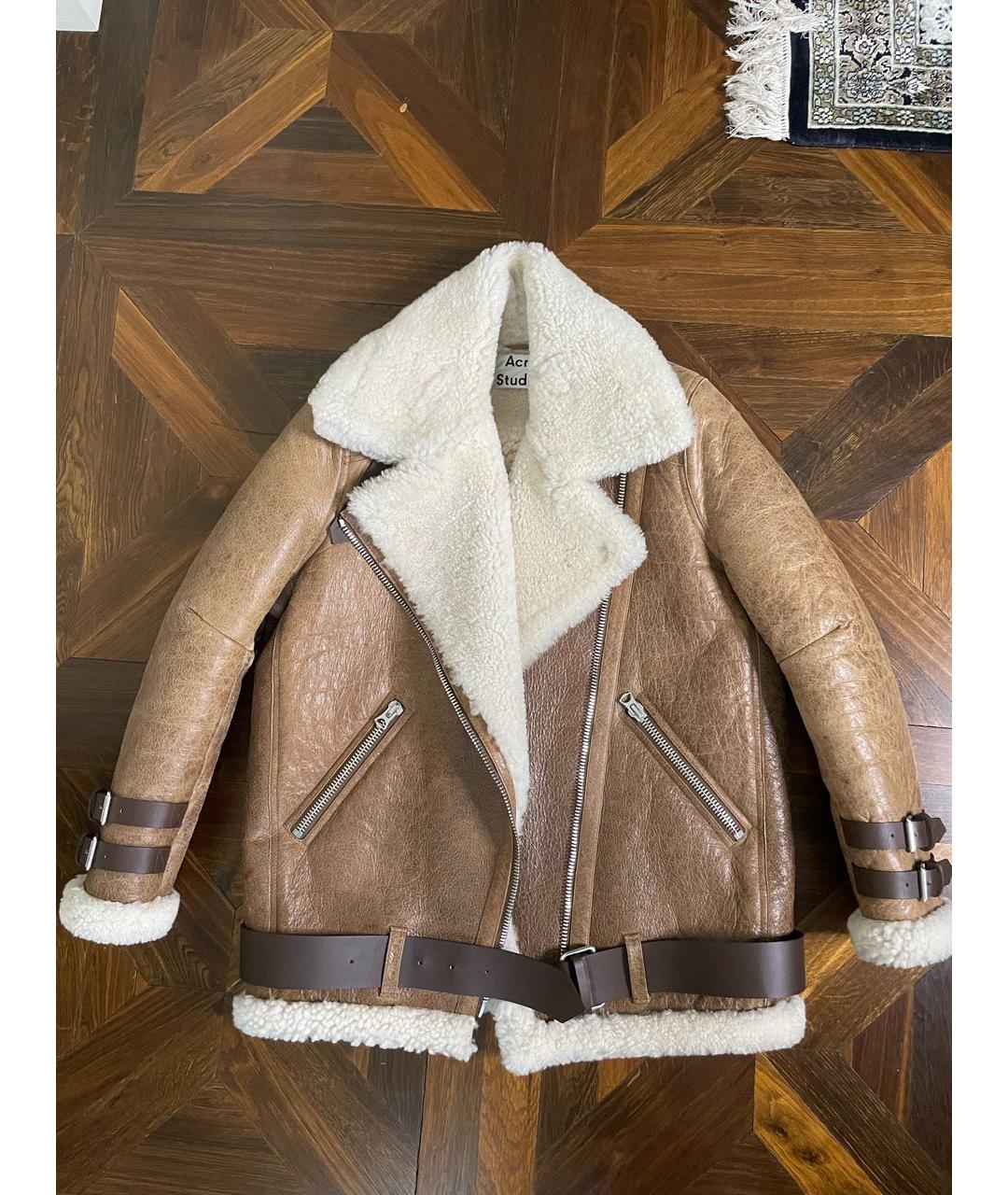 ACNE STUDIOS Бежевая кожаная дубленка, фото 9