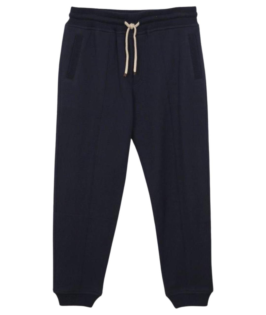 BRUNELLO CUCINELLI Темно-синие хлопковые повседневные брюки, фото 1