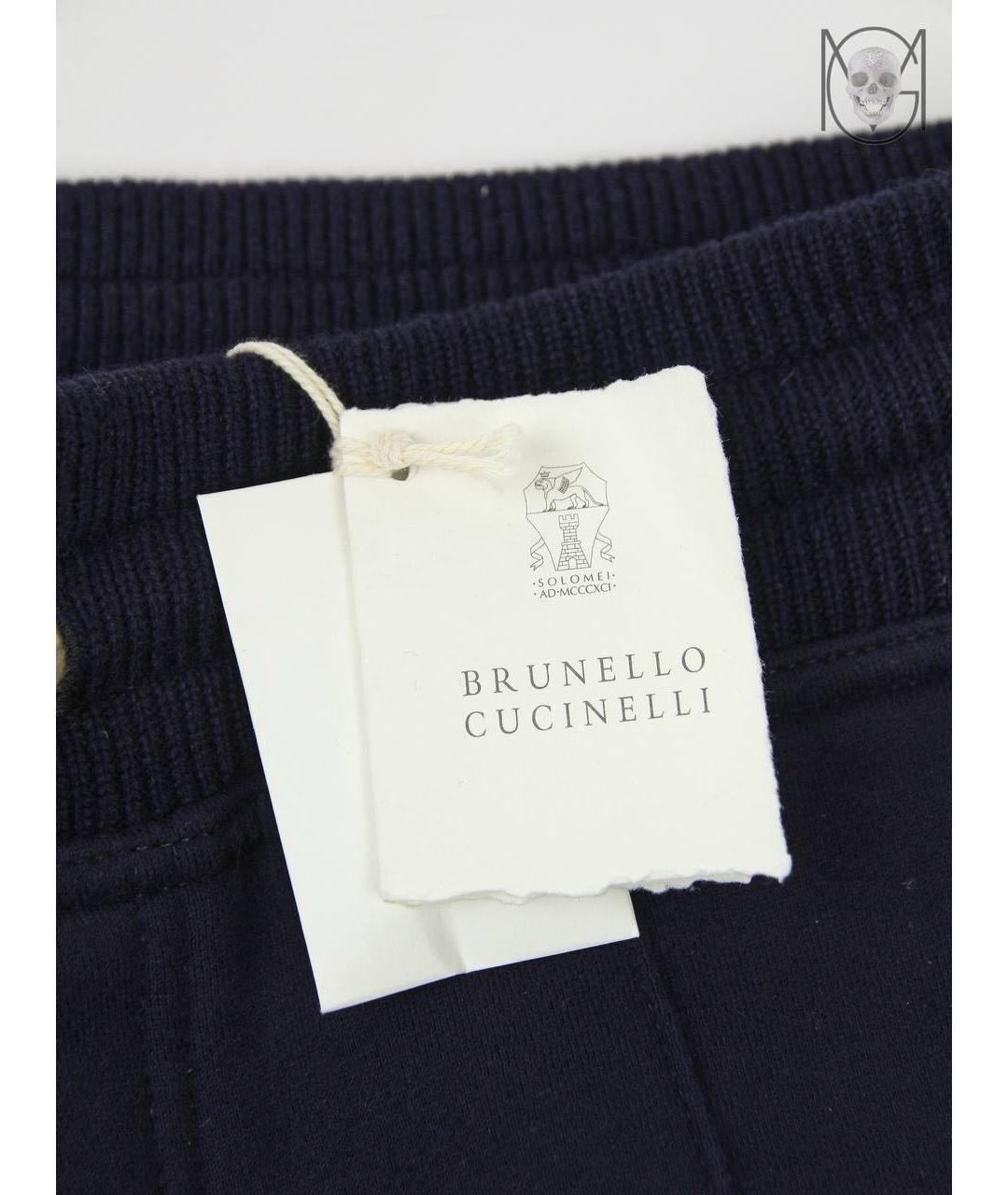 BRUNELLO CUCINELLI Темно-синие хлопковые повседневные брюки, фото 4