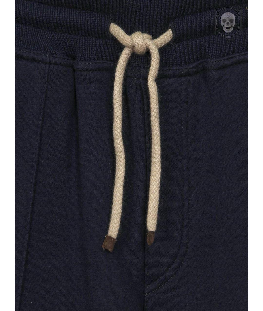 BRUNELLO CUCINELLI Темно-синие хлопковые повседневные брюки, фото 8