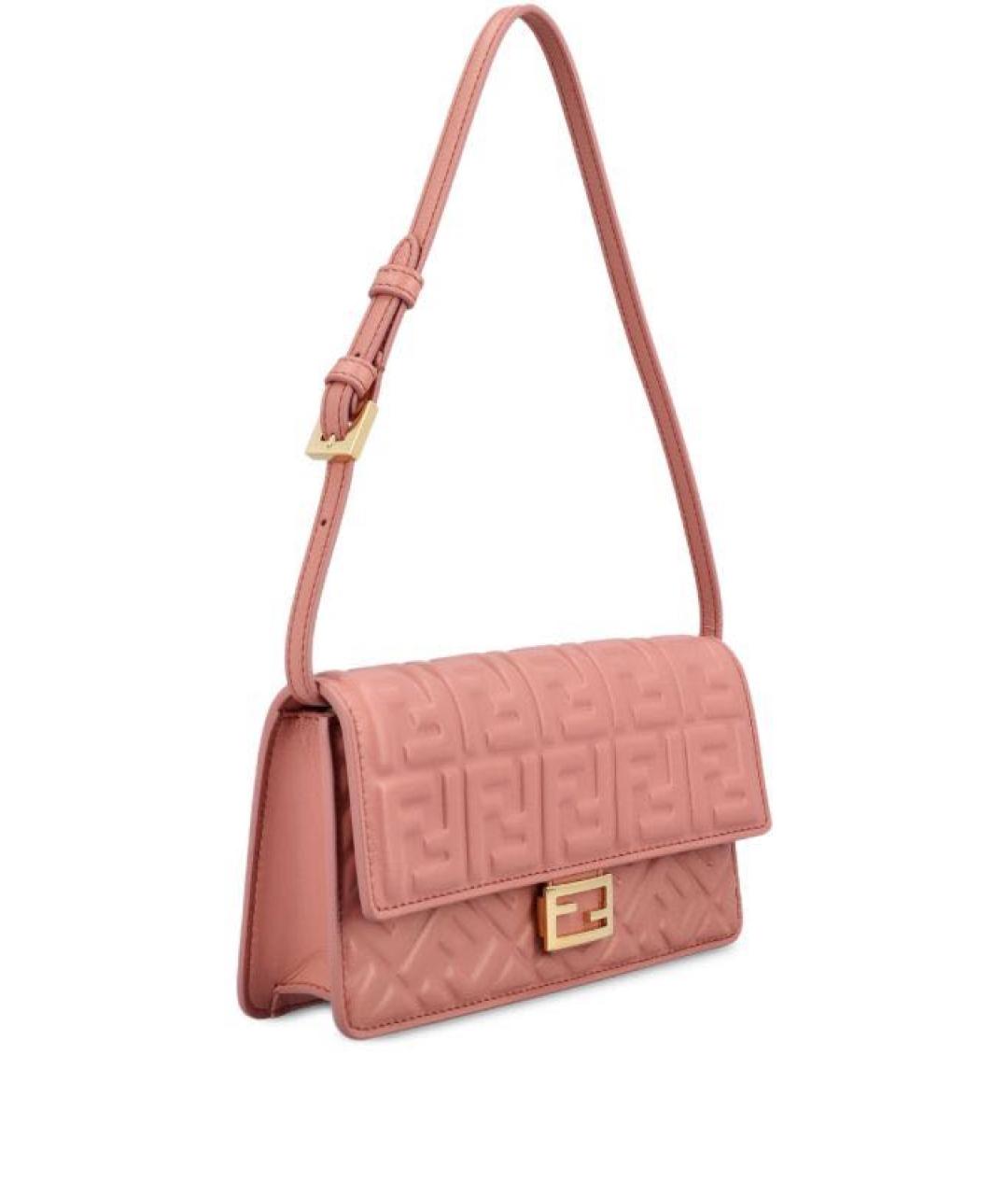 FENDI Розовая кожаная сумка с короткими ручками, фото 3