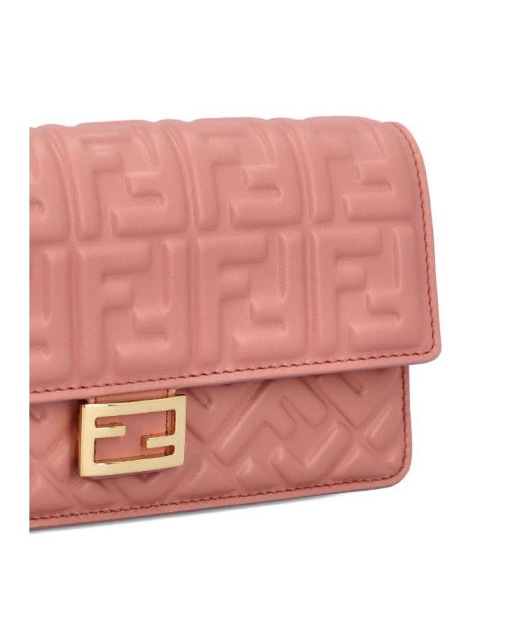 FENDI Розовая кожаная сумка с короткими ручками, фото 2
