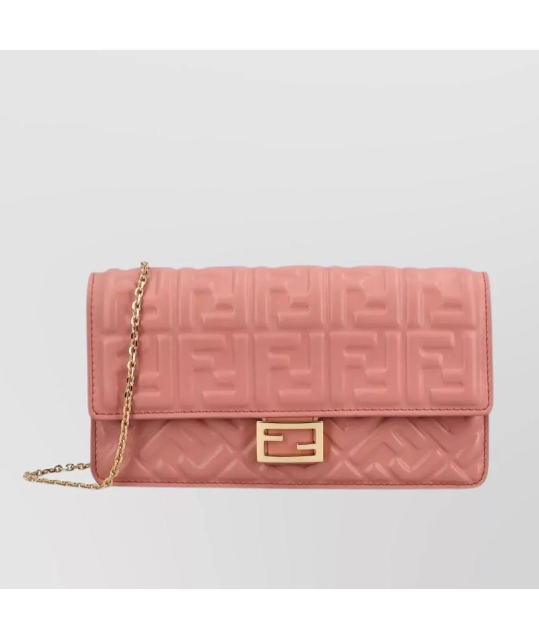 FENDI Розовая кожаная сумка с короткими ручками, фото 4