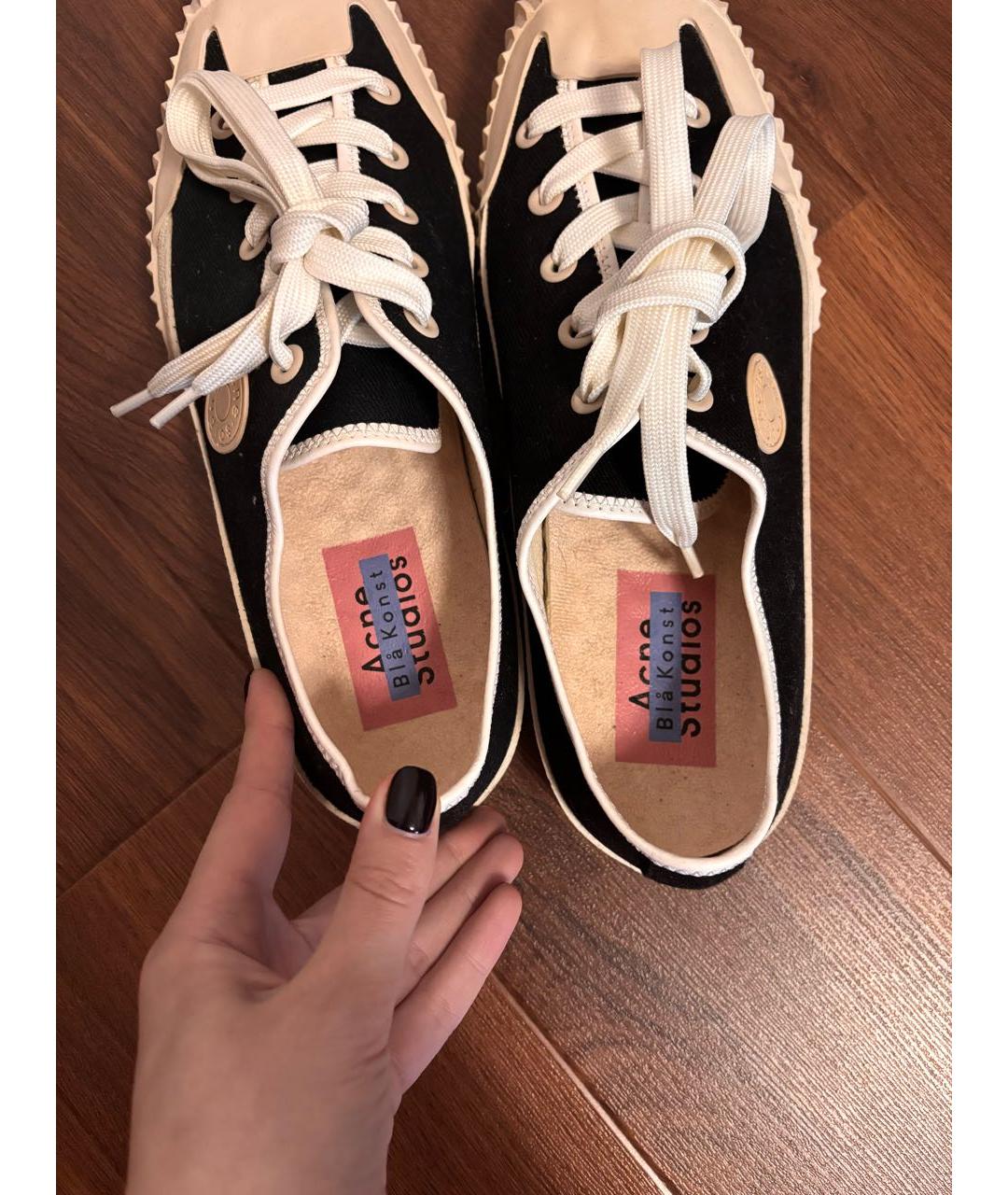 ACNE STUDIOS Черные текстильные низкие кроссовки / кеды, фото 5