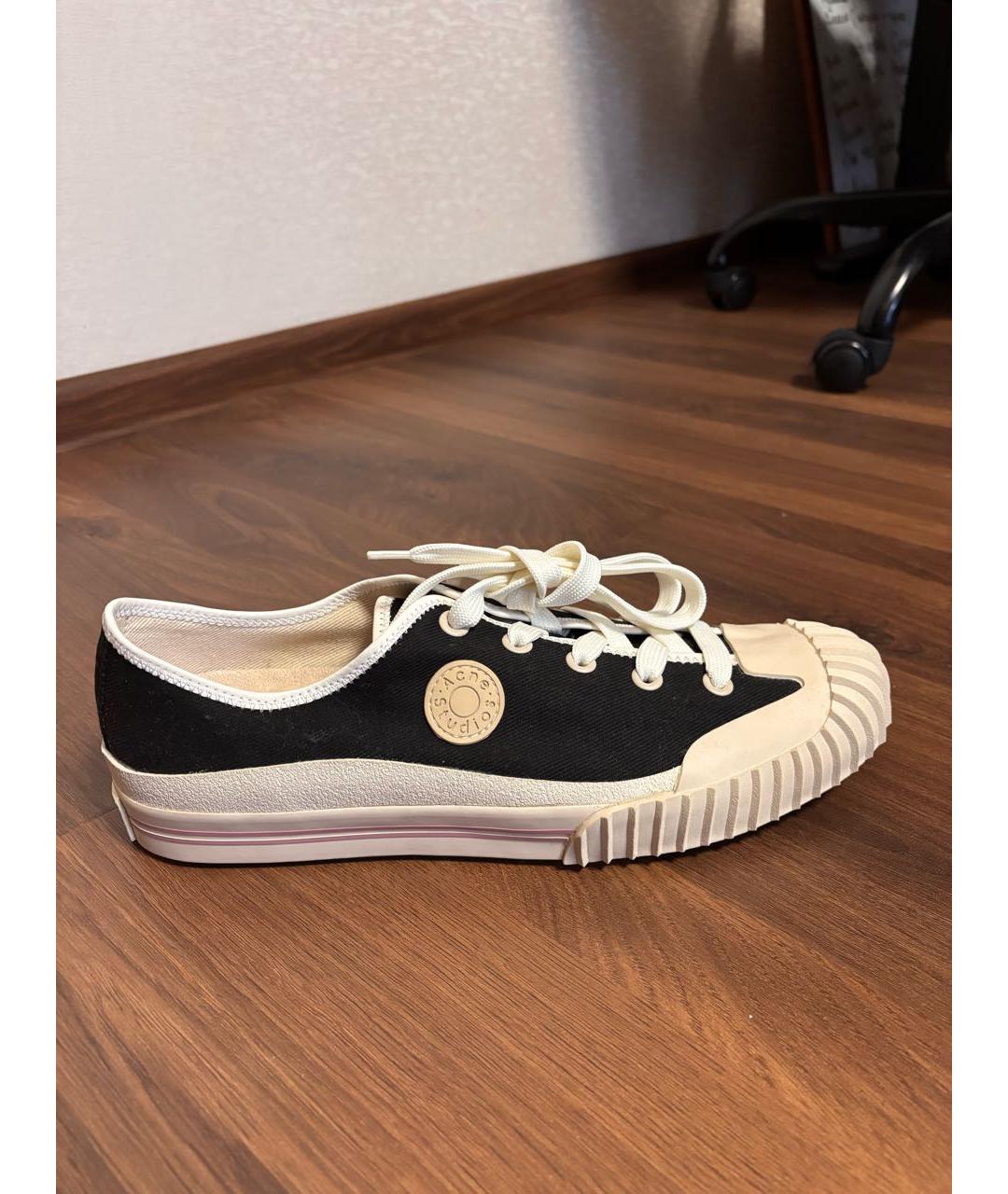 ACNE STUDIOS Черные текстильные низкие кроссовки / кеды, фото 8